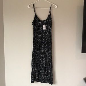 Black and white polka dot midi dress